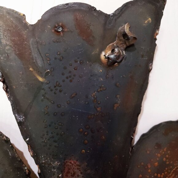 Vintage Sheet Torch Cut Metal SHALOM Brutalist Style Hanging Sculpture 35" Long - Picture 6 of 8